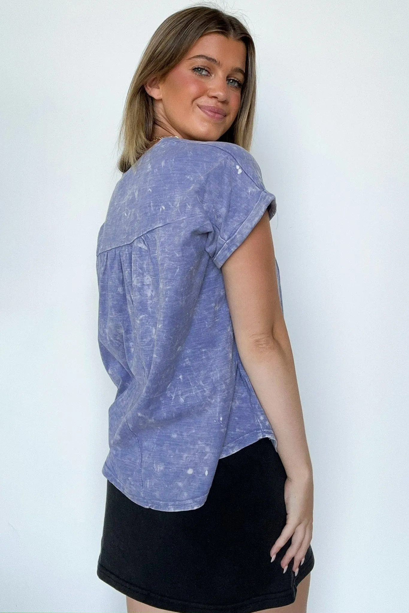 Waverly Mineral Washed Split Neck Top