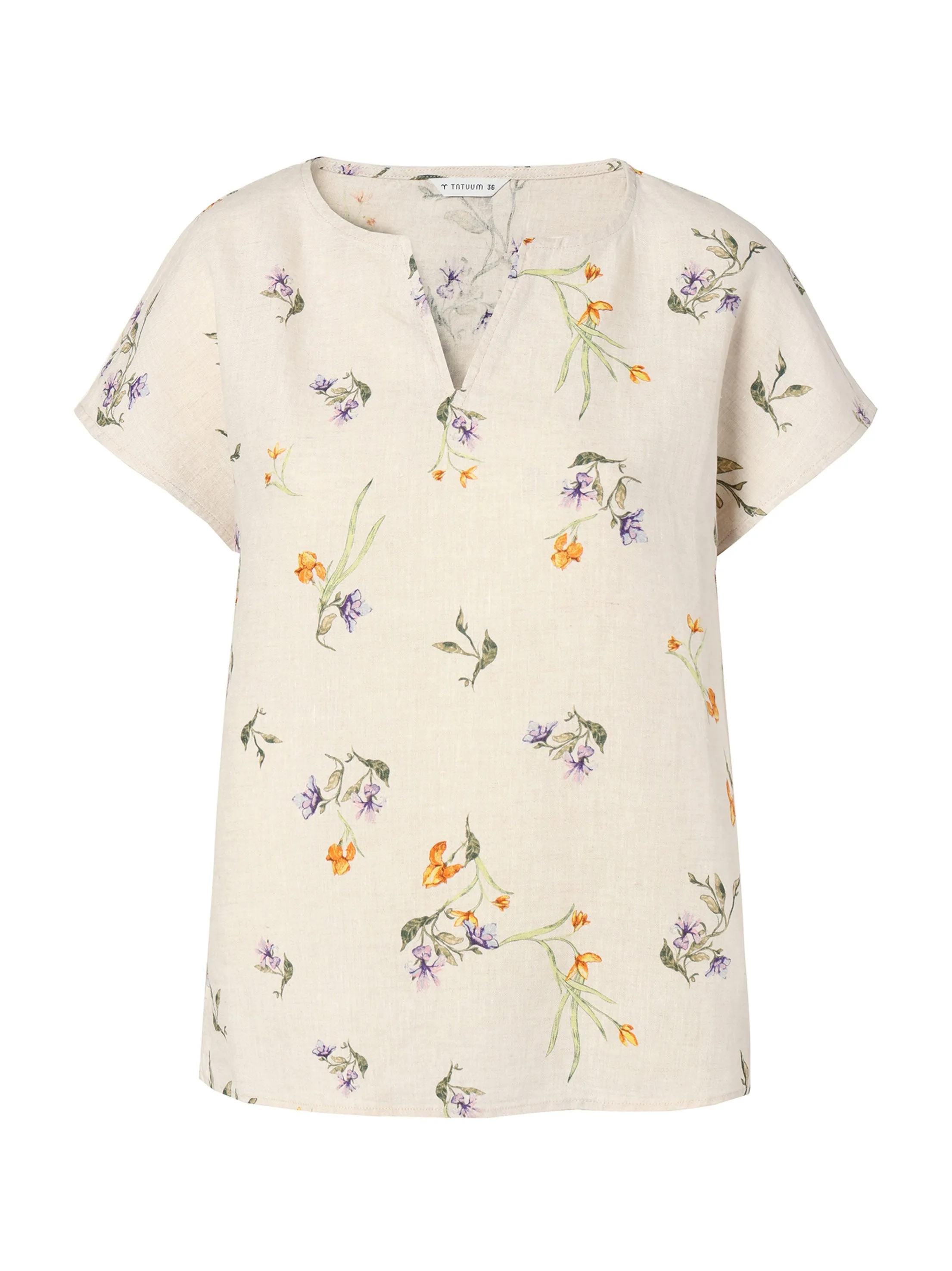Women's Floral Printed Top,Light Beige