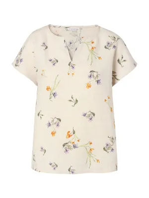 Women's Floral Printed Top,Light Beige