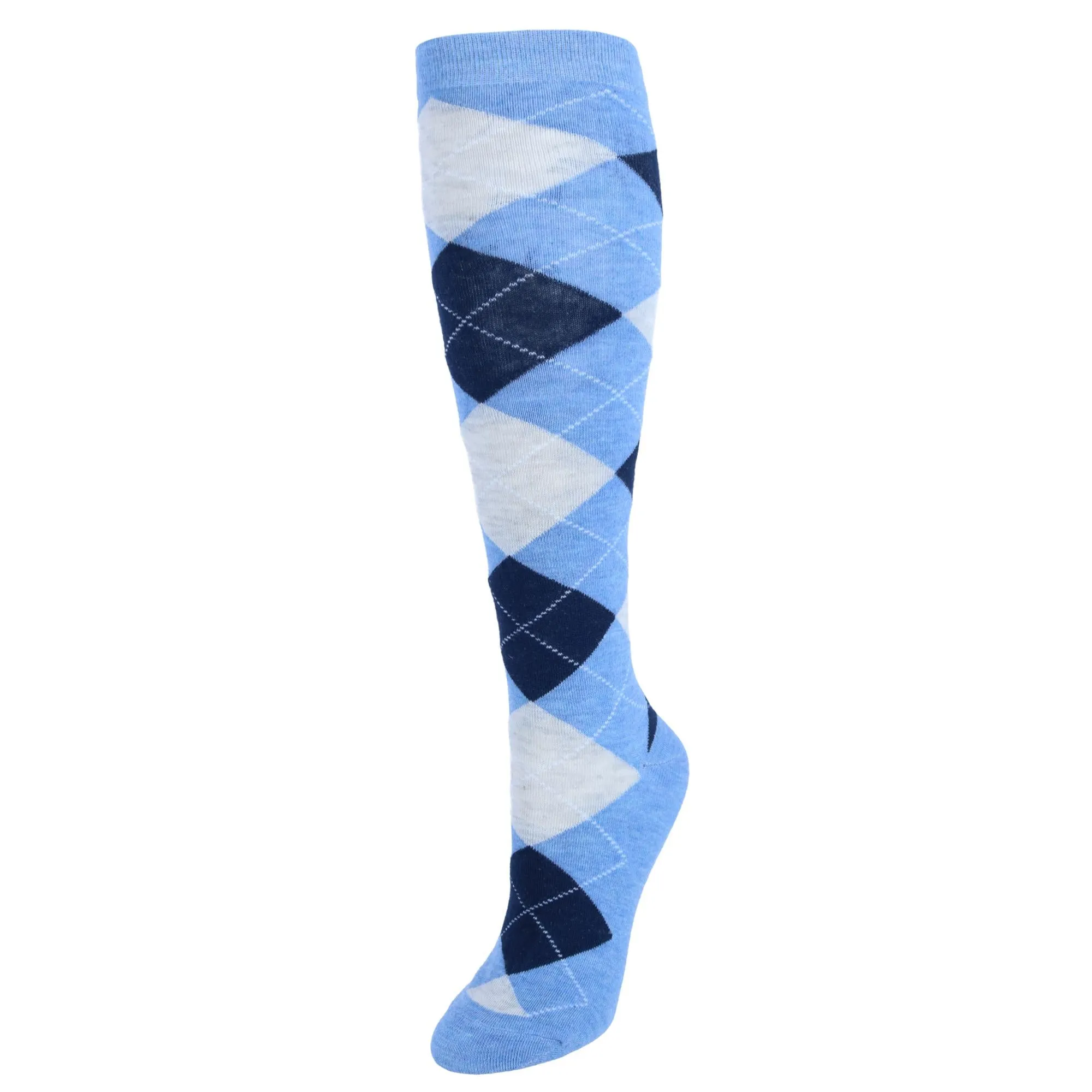 Women's Fun Colored Argyle Plaid Knee High Socks (1 Pair)