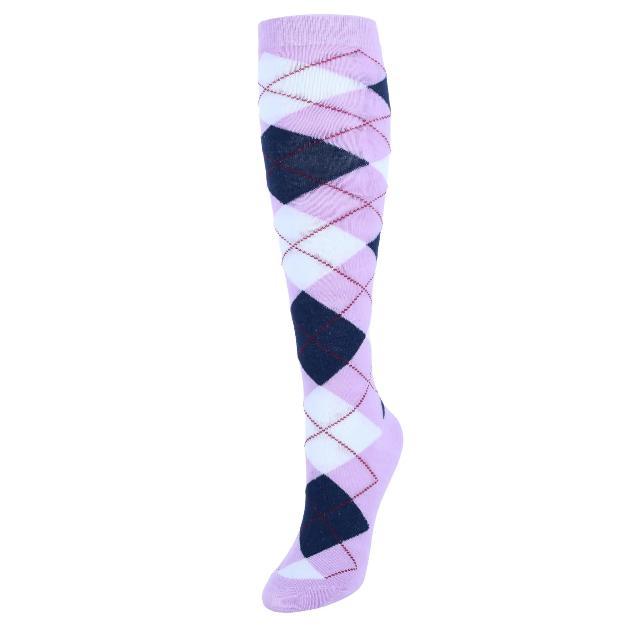 Women's Fun Colored Argyle Plaid Knee High Socks (1 Pair)