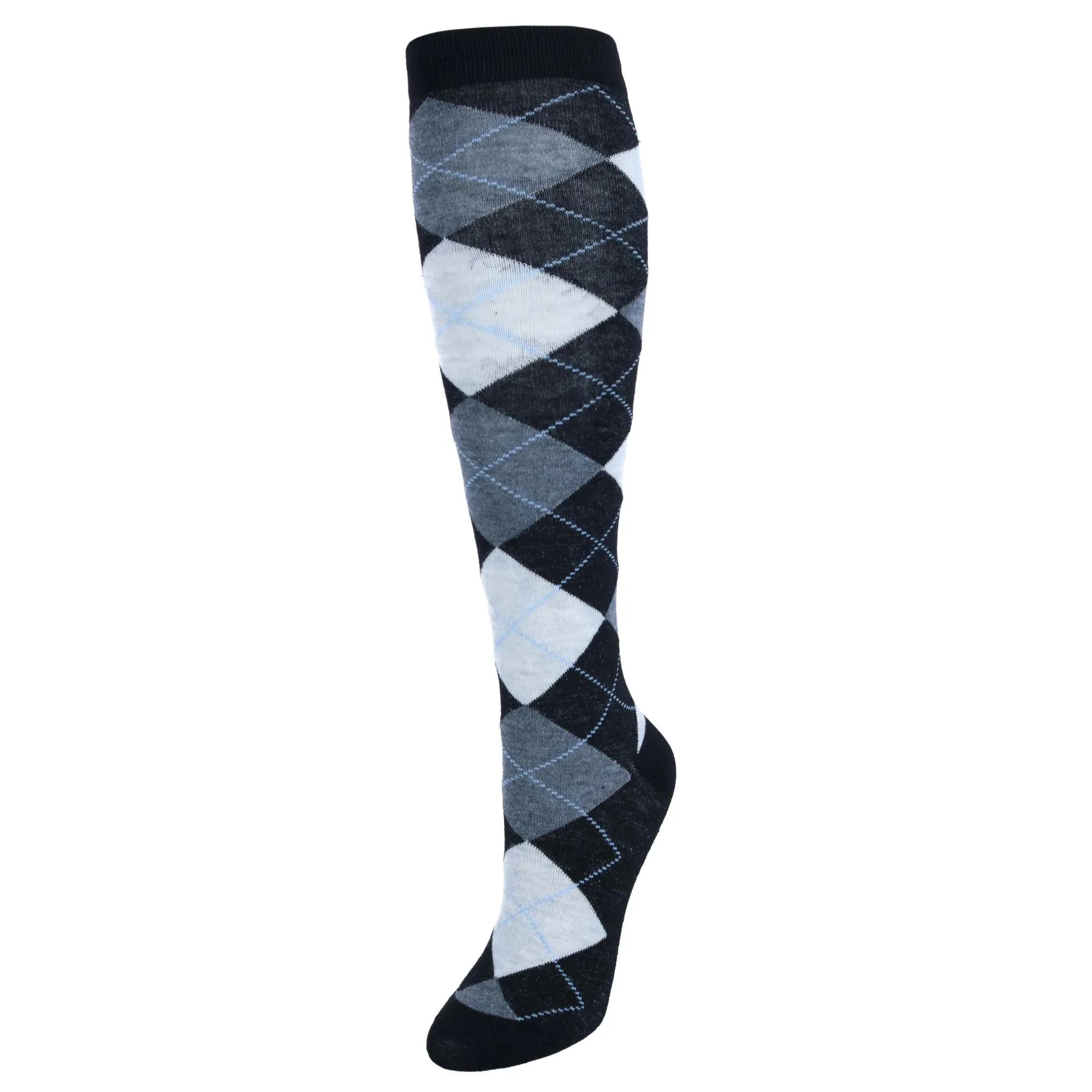 Women's Fun Colored Argyle Plaid Knee High Socks (1 Pair)