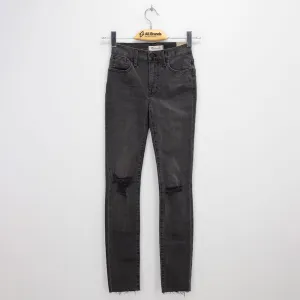 Women's Plain Solid Ripped Jeans,Dark Grey