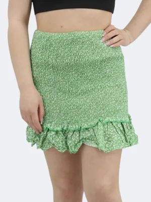Women's Printed Smocked Skirt,Green