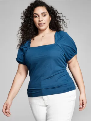 Women's Puff Sleeves Top,Petrol