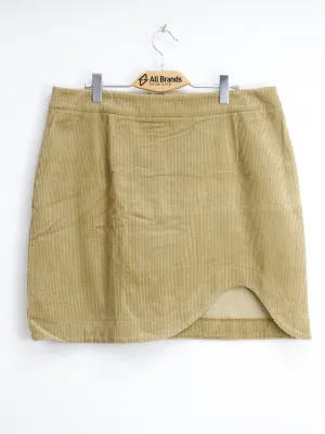Women's Ribbed Velvet Skirt,Yellow