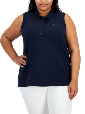Women's Sleeveless Polo T-Shirt,Navy