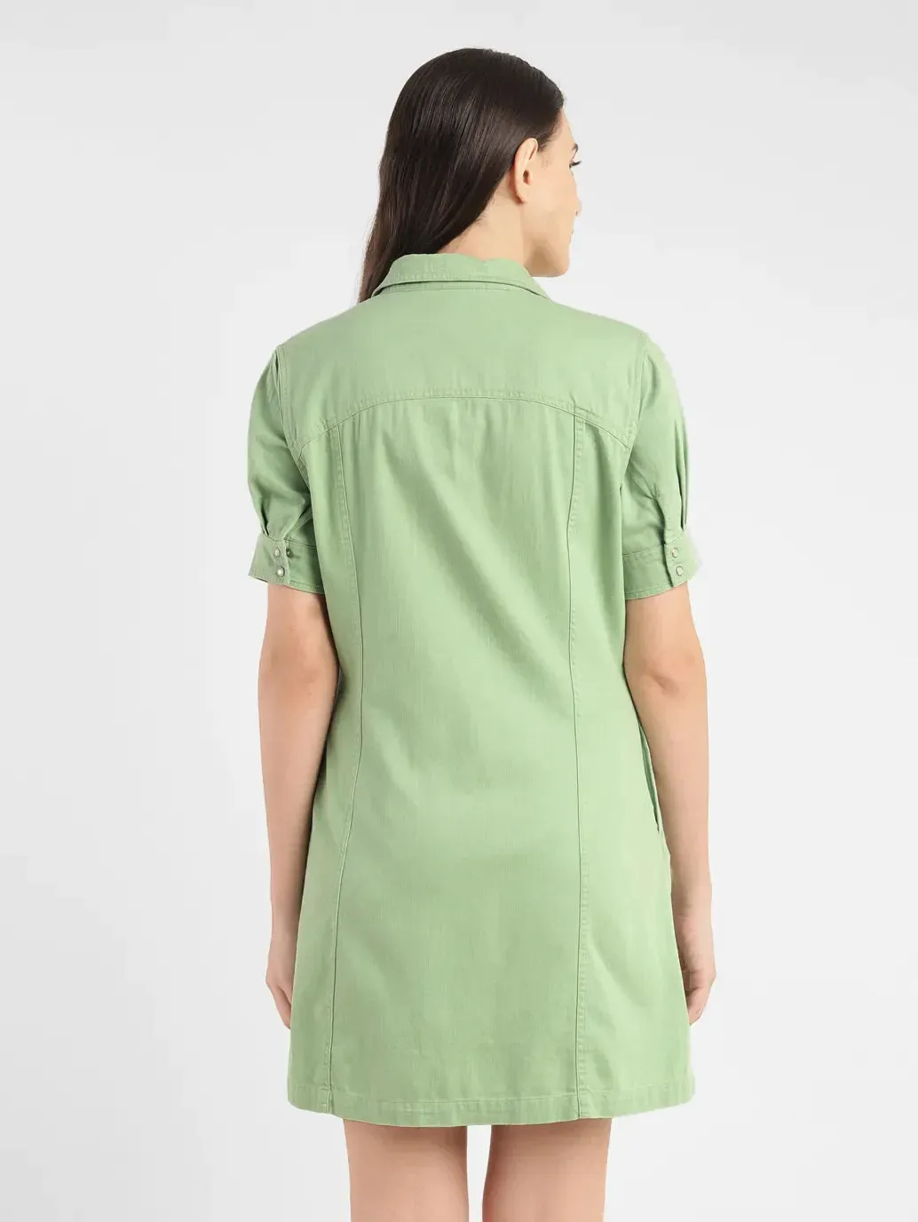 Women's Solid Green Spread Collar Dress LEVI'S