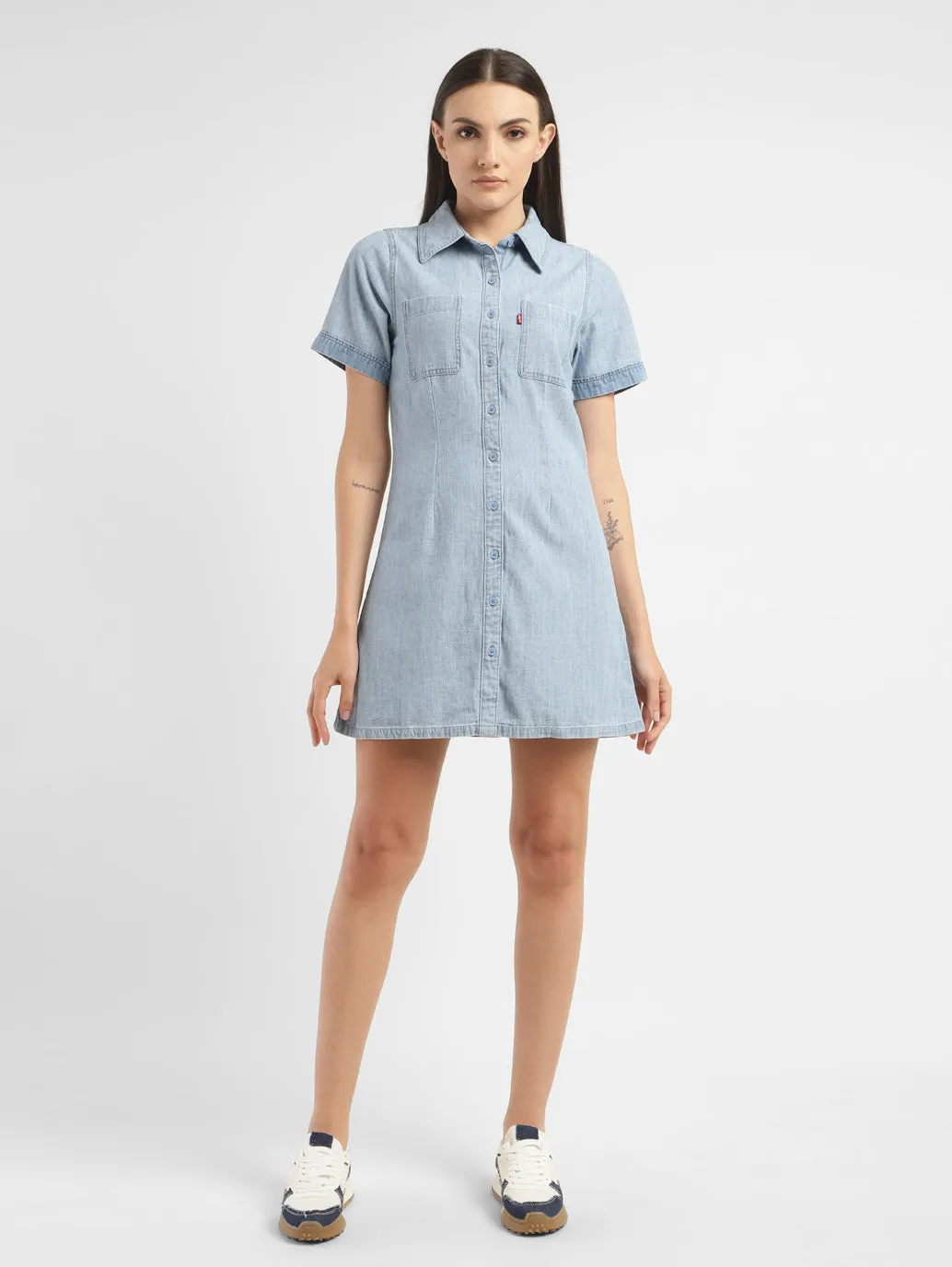 Women's Solid Spread Collar Denim Dress LEVI'S