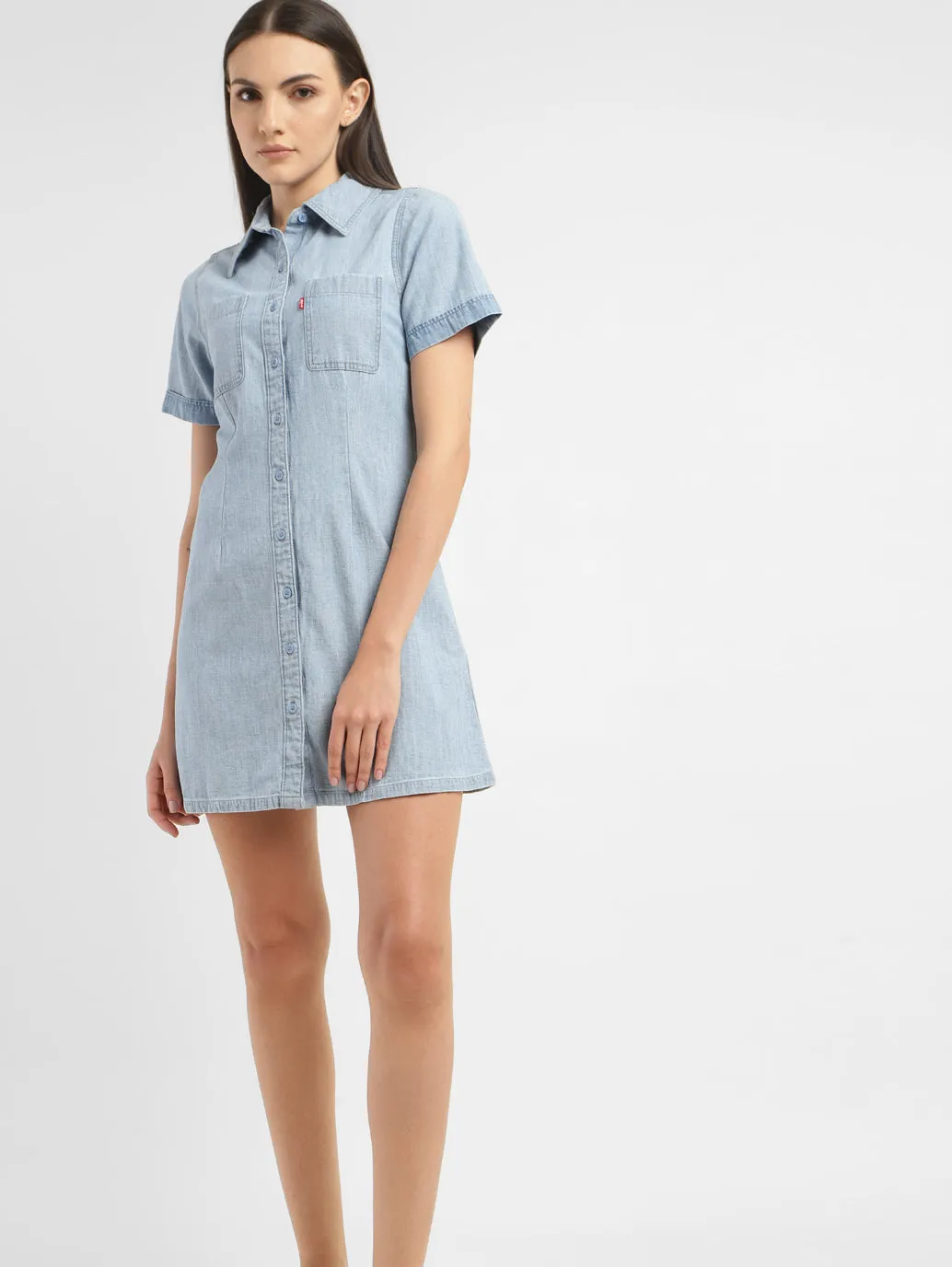 Women's Solid Spread Collar Denim Dress LEVI'S