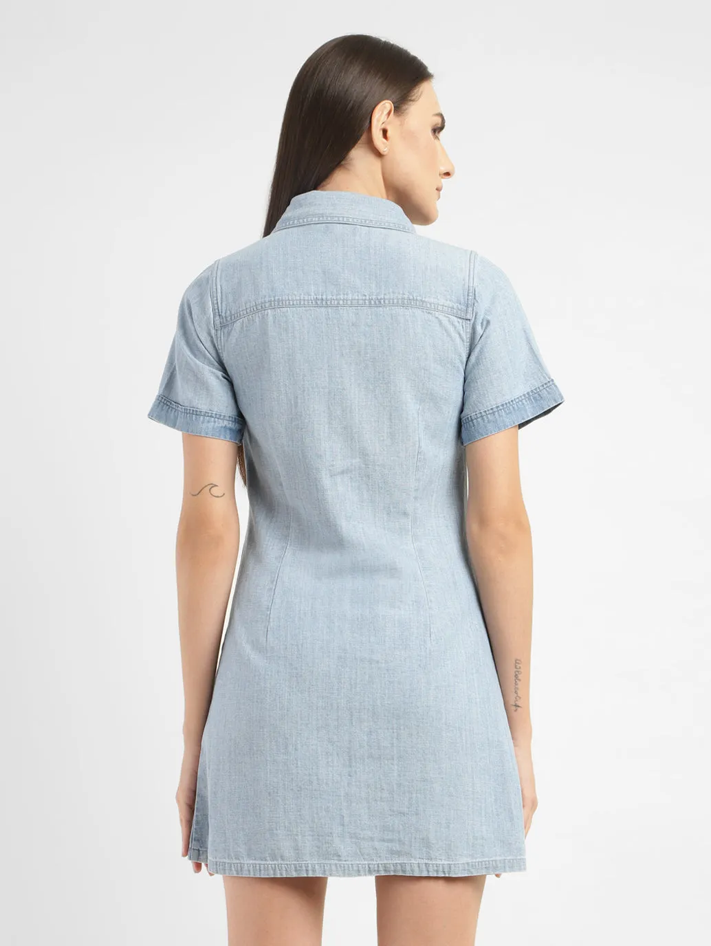Women's Solid Spread Collar Denim Dress LEVI'S