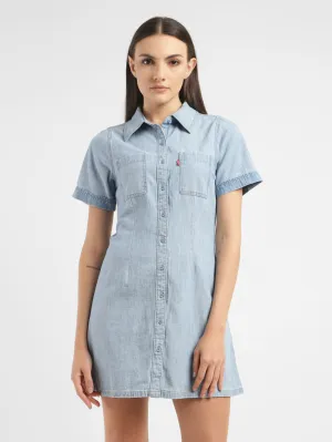 Women's Solid Spread Collar Denim Dress LEVI'S