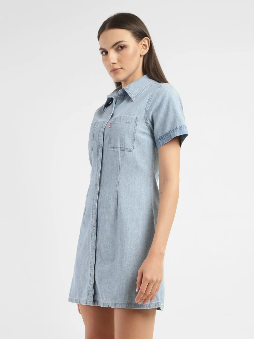 Women's Solid Spread Collar Denim Dress LEVI'S