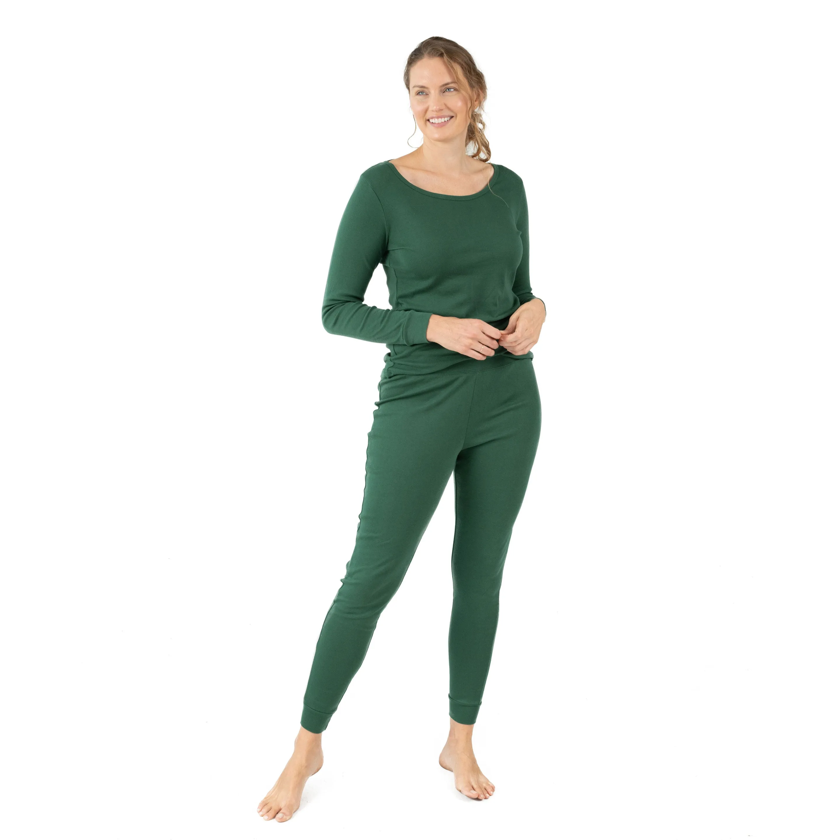 Womens Two Piece Cotton Pajamas Boho Solid Color