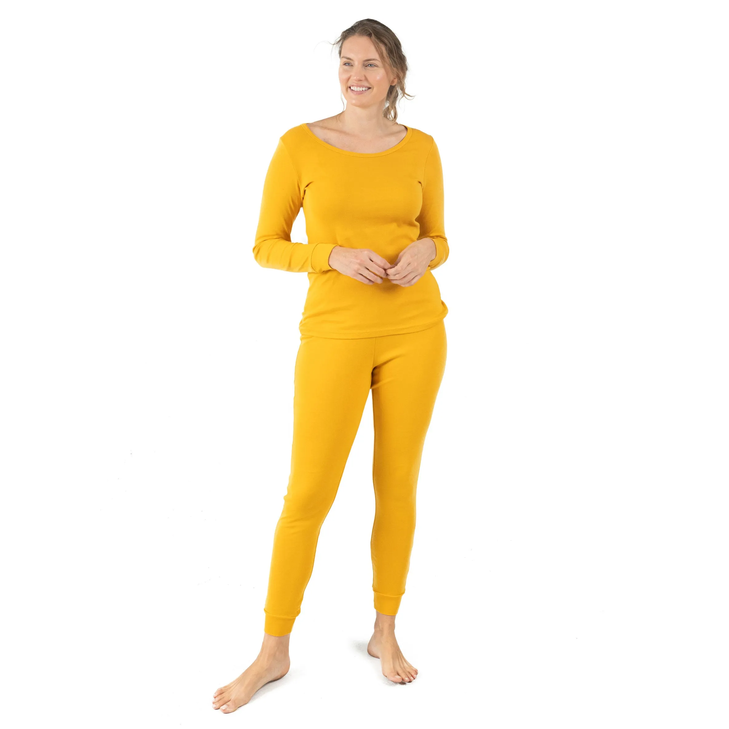 Womens Two Piece Cotton Pajamas Boho Solid Color