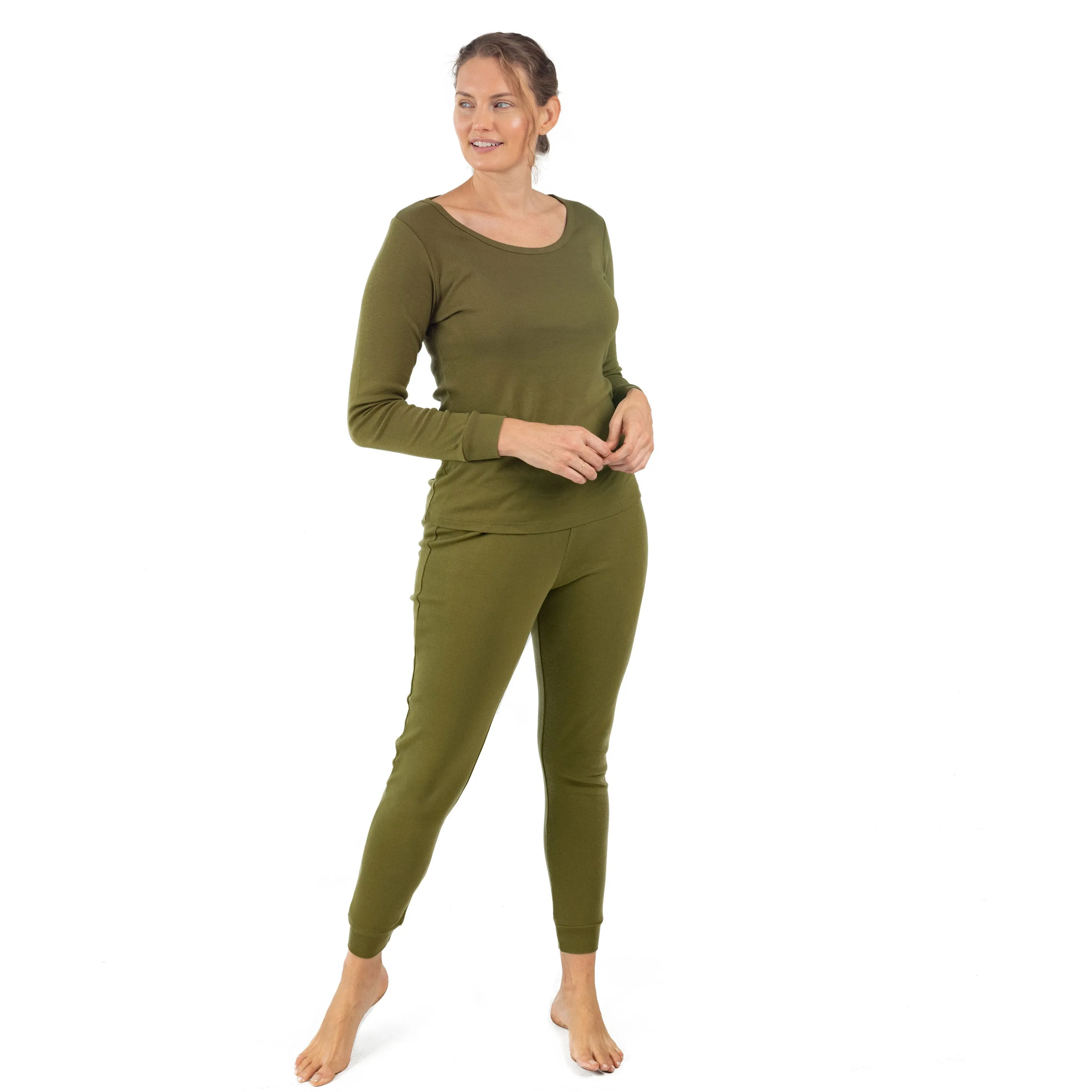 Womens Two Piece Cotton Pajamas Boho Solid Color