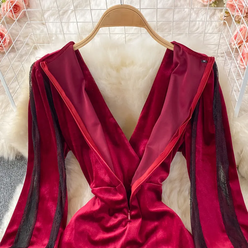 Women's Velvet Draped Midi Dress Anna Kay Co