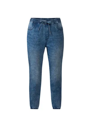 Women's Washed Denim Joggers,Blue