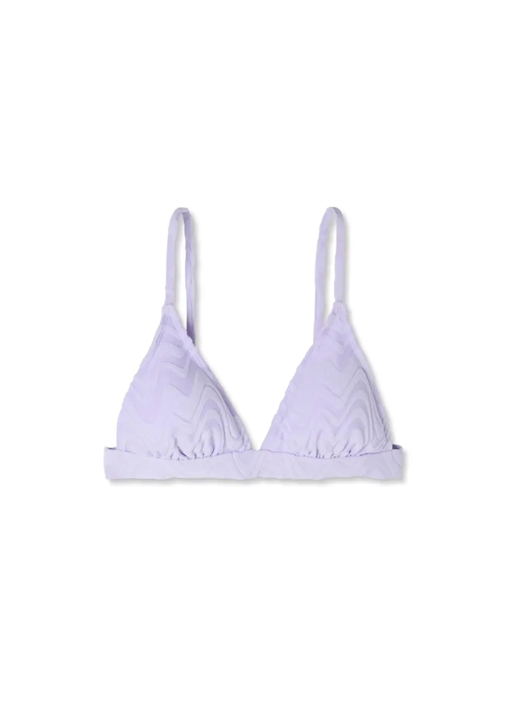 Women's Wavy Terry Textured Triangle Bikini Top,Light Purple