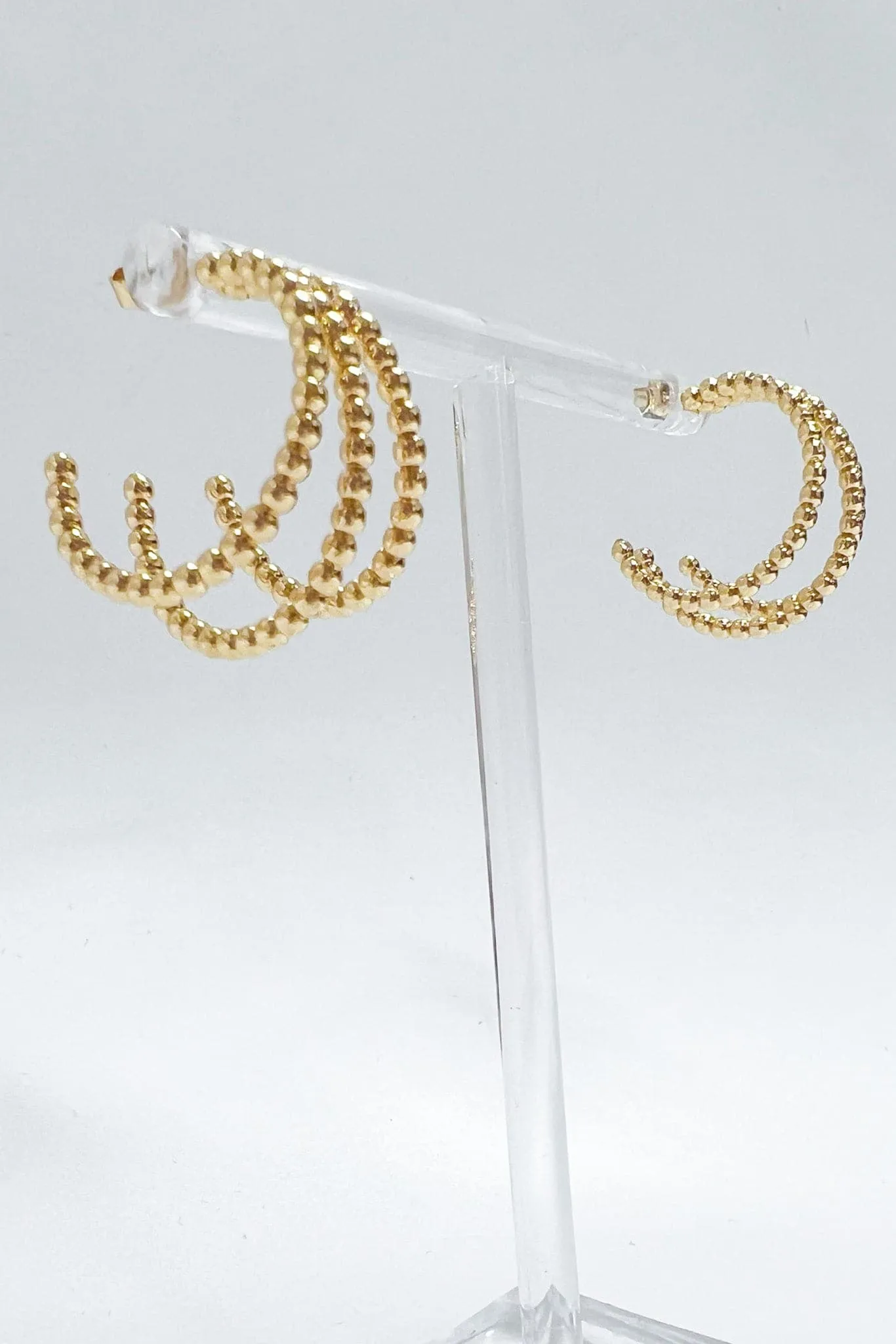 Yorklyn Triple Row Ball Hoop Earrings