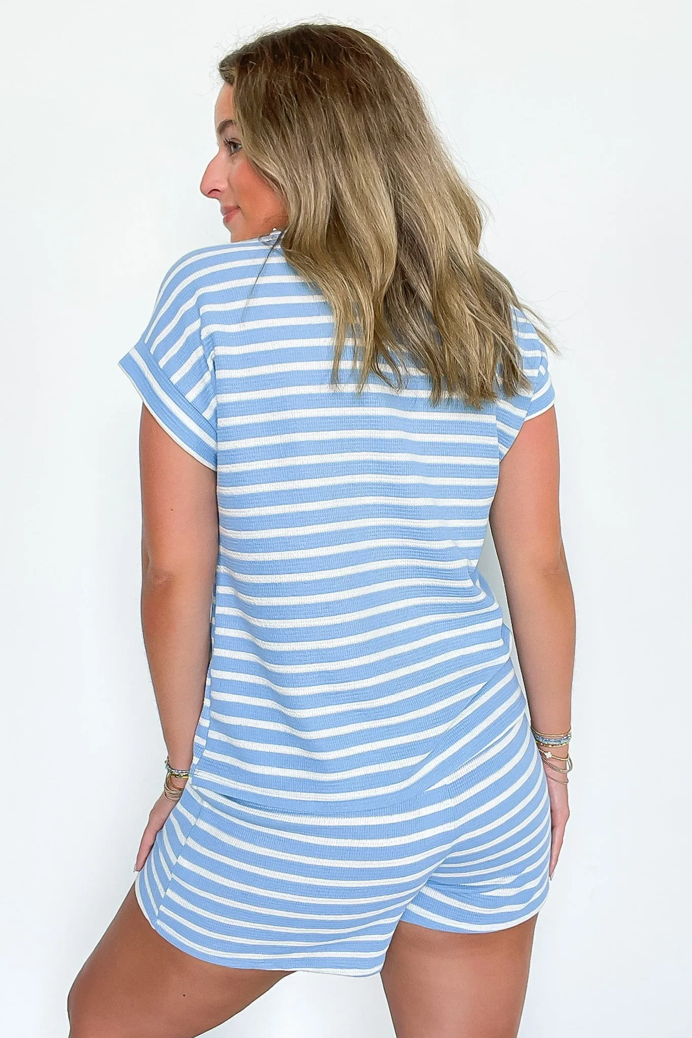 Zoella Striped Elastic Waist Top and Shorts Set